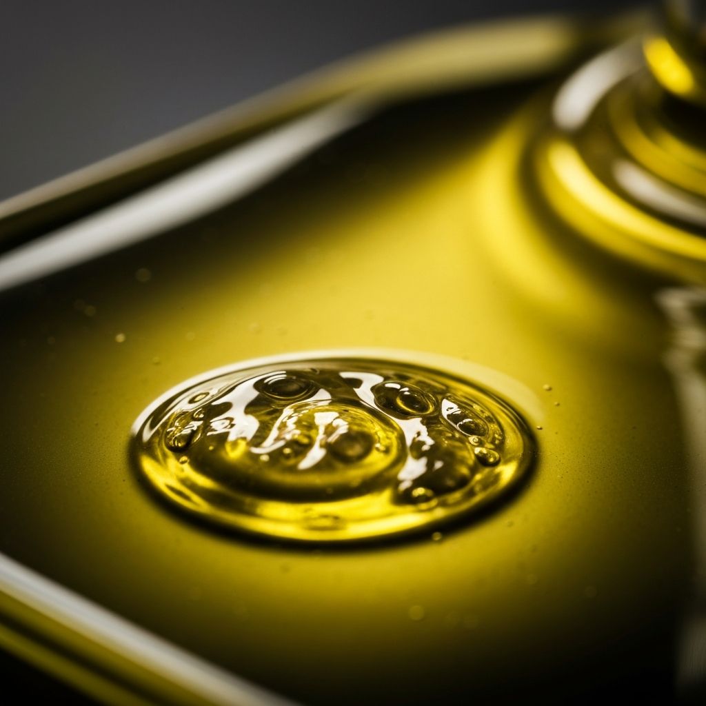 Extracto de aceite de oliva dorado y brillante